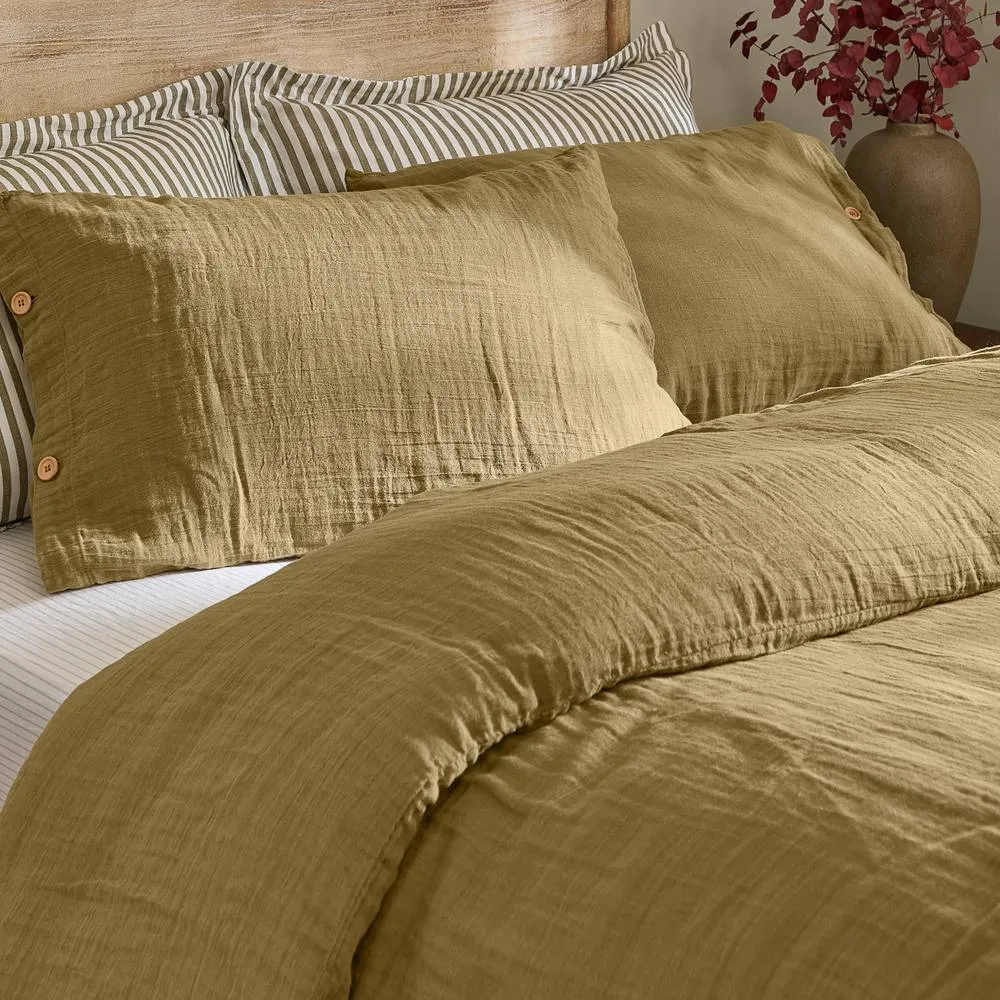 Yard Lark 100% Cotton Muslin Duvet Cover Set in Olive 2