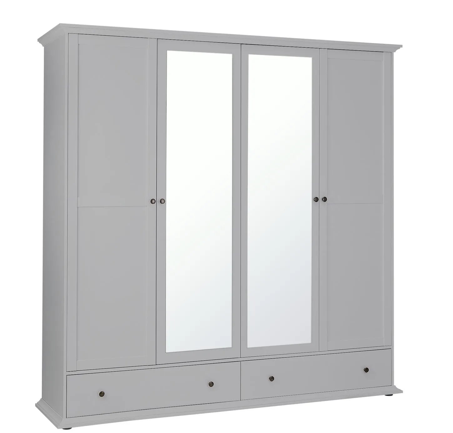 Habitat Heathland 4 Door 2 Drawer Mirror Wardrobe - Grey