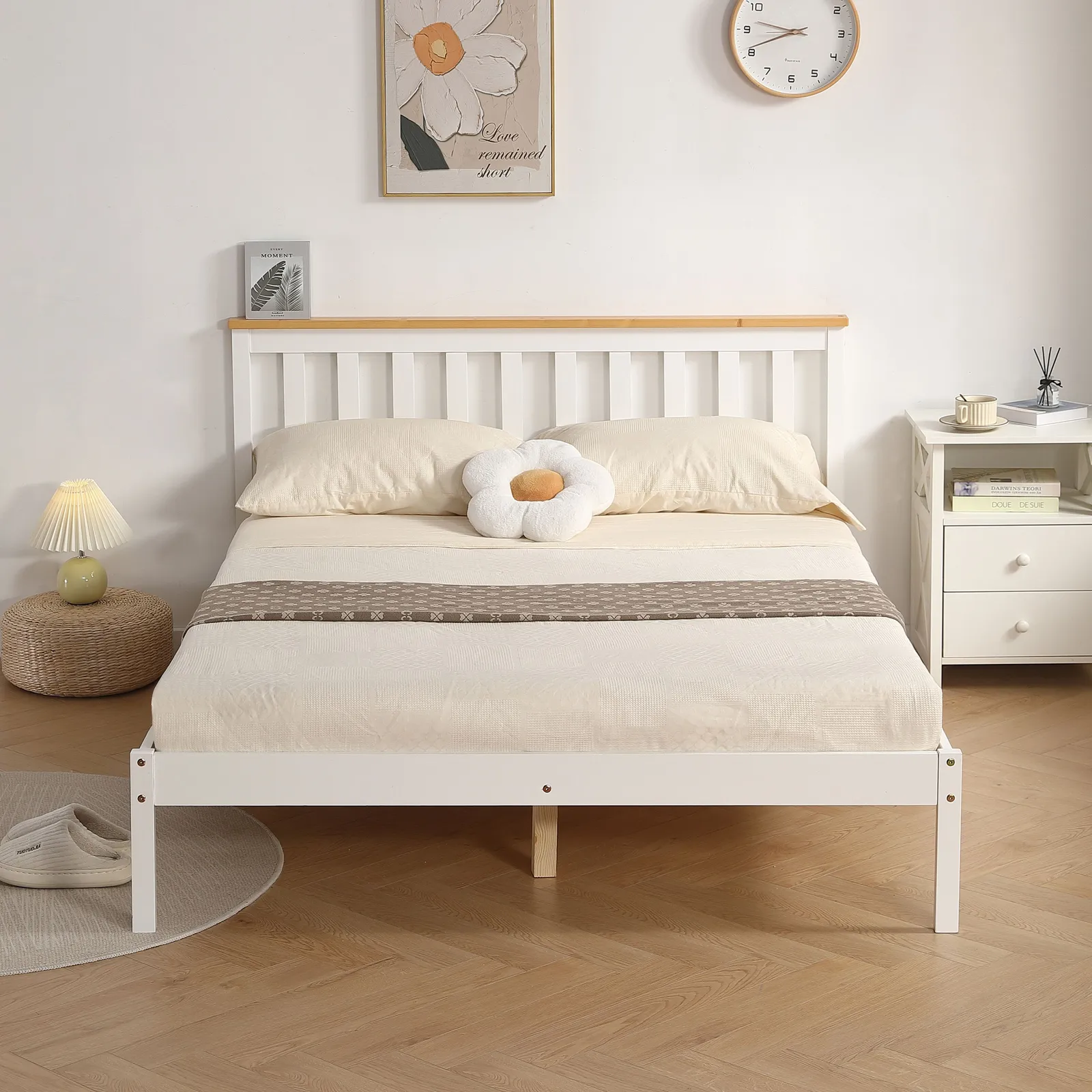 Comfy Living Ltd Low Footend Wooden Bed Frame in White 4