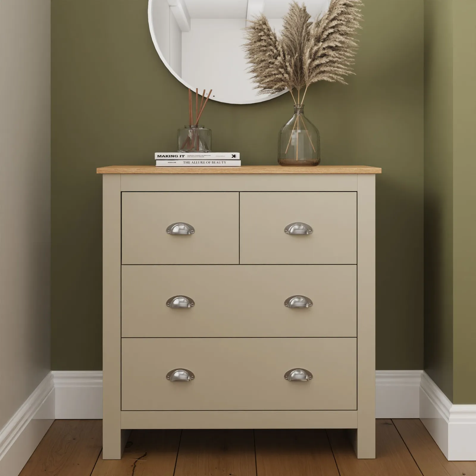 GFW Lancaster 2+2 Drawer Chest in Cream 1