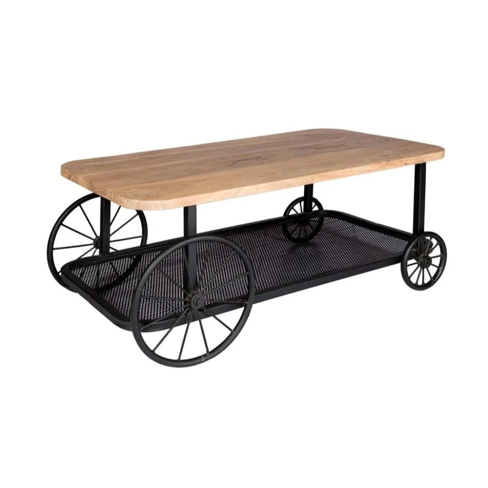 IH Design Lilah Industrial Creative Coffee Table in Brown