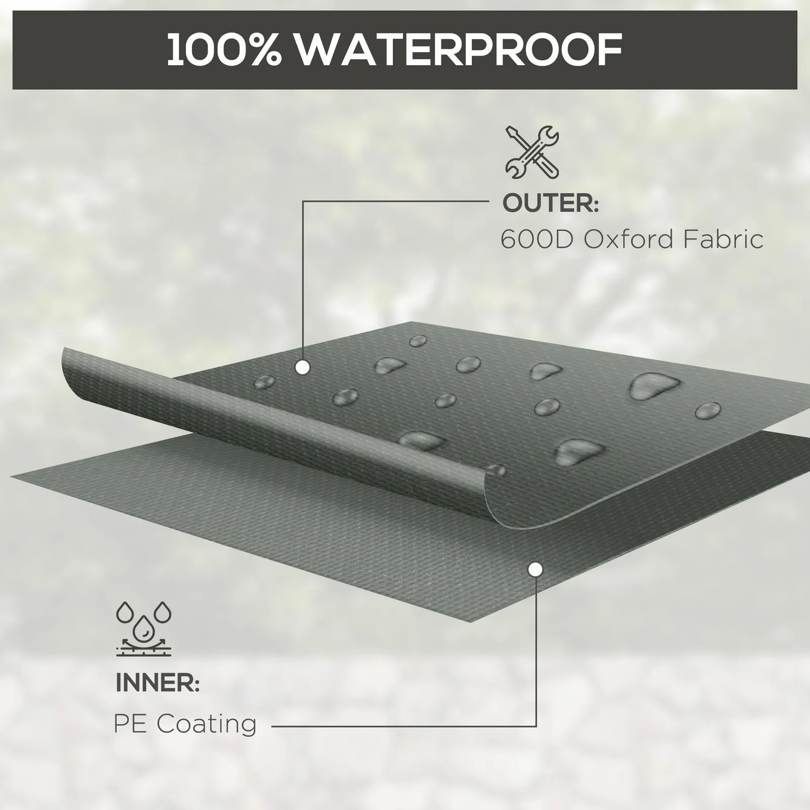 OUTSUNNY UV Rain Protective Cover or Garden Wicker Rattan Dark Grey 4