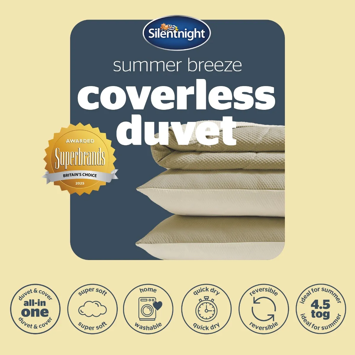 Silentnight Summer Breeze Coverless Duvet 4.5 - Sage Cream - King
