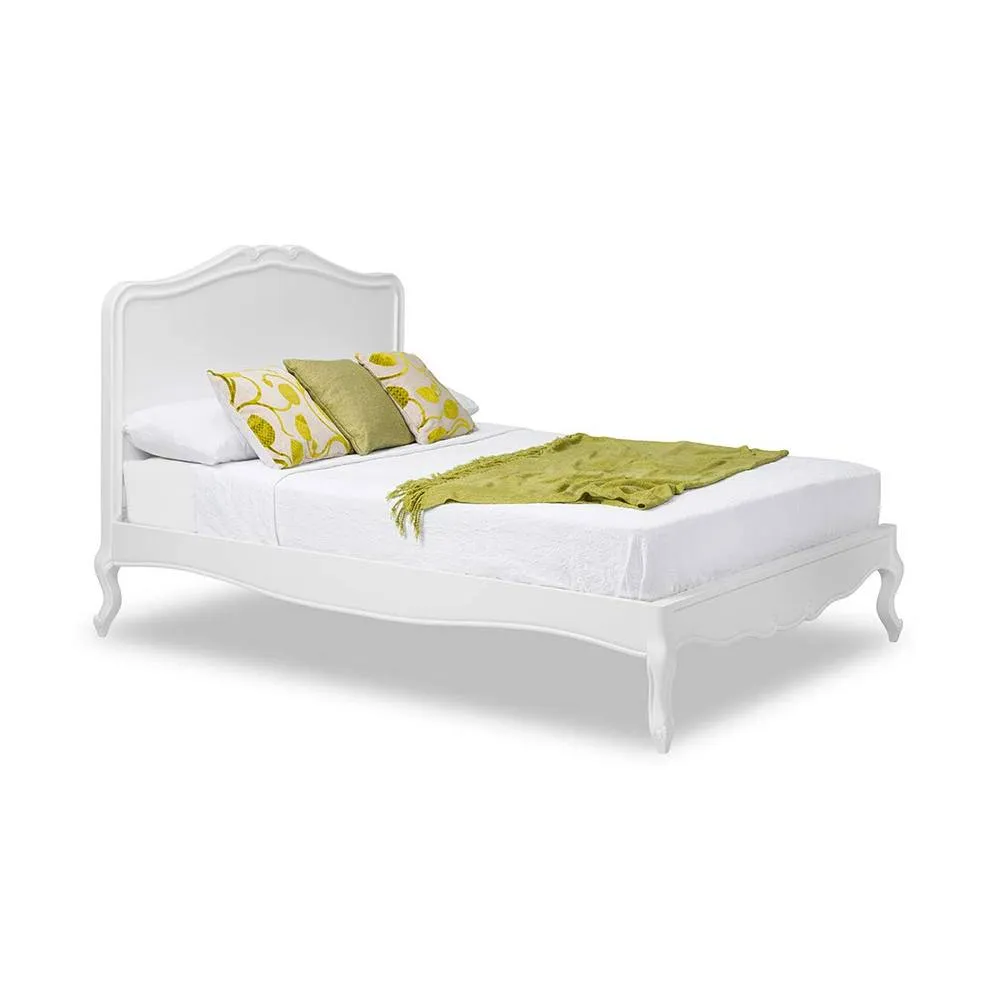 Statement Furniture Juliette French Style 4ft6 Double Bed with Wooden Headboard in White 4