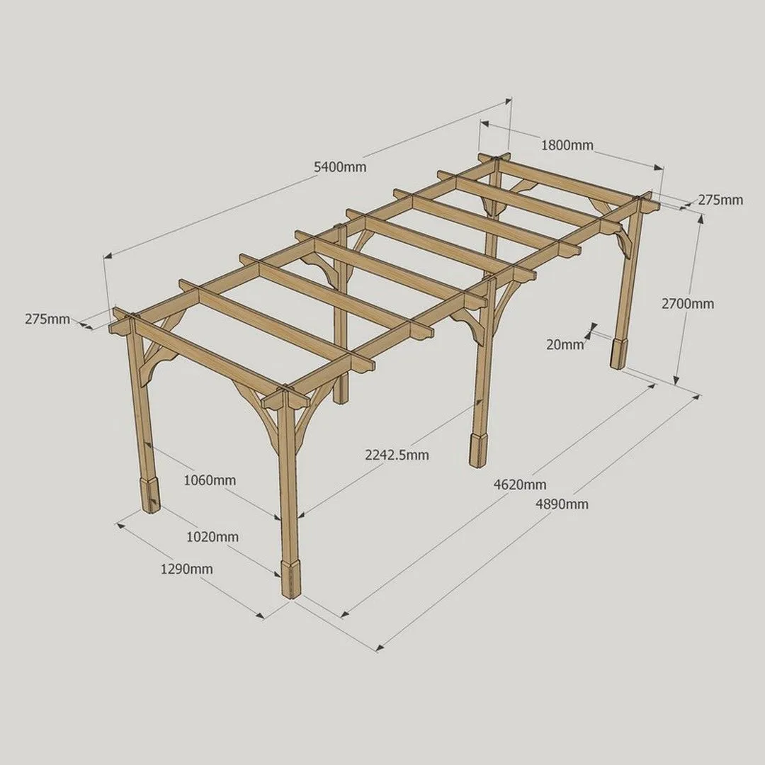 Rutland County Garden Furniture Ltd Premium Pergola 6 Posts - Wood - L180 x W540 x H270 cm - Light Green in Brown 4