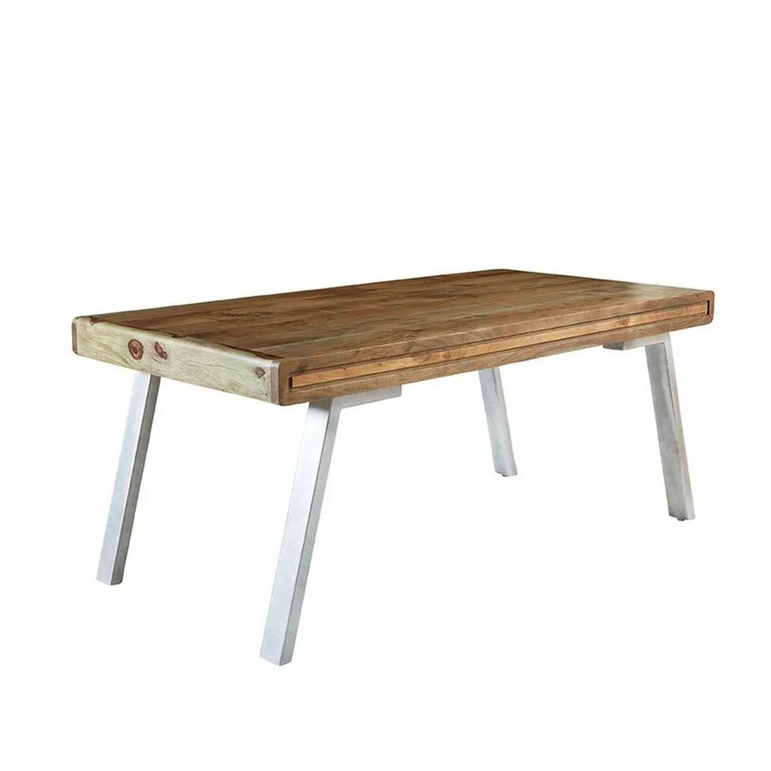 Indian Hub Aspen Medium Dining Table - Metal/Wood - L90 x W150 x H76 cm in Brown