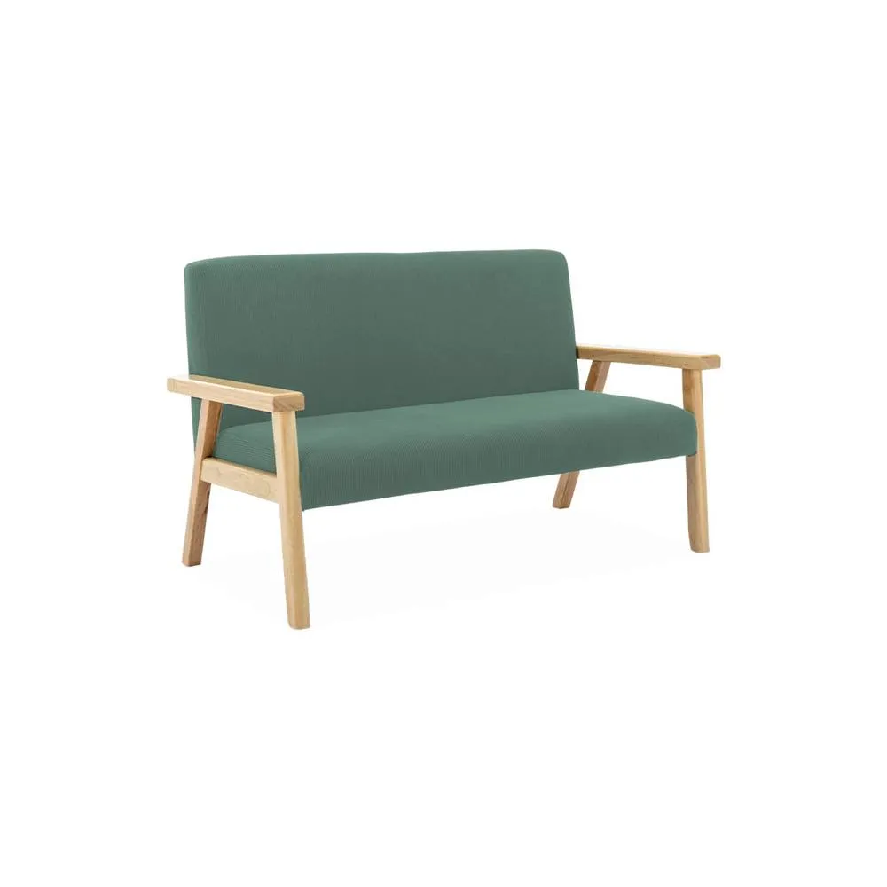 sweeek 2-seater children's bench in corduroy & hevea wood in Khaki 2