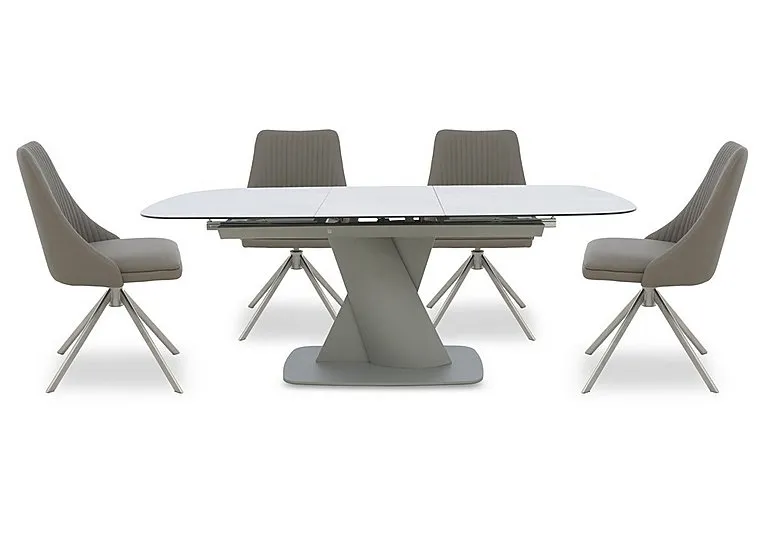 Diva Extending Dining Table and 4 Icon Chairs with Silver Legs - 160-cm
