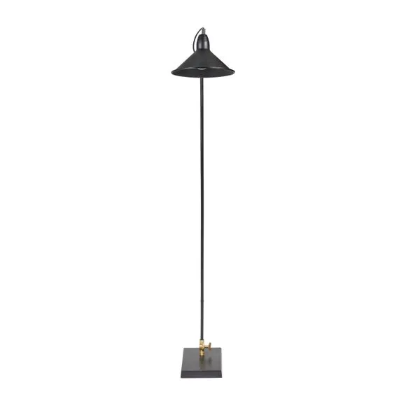 Canton Matt Black and Brass Metal Cone Reading Floor Lamp 3