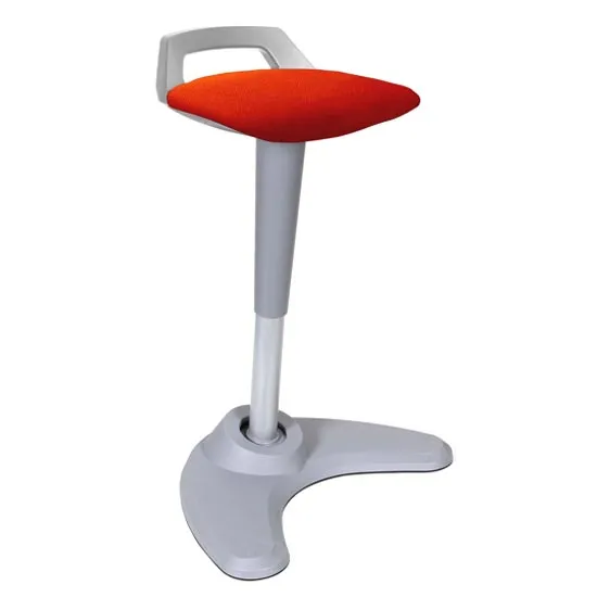 Spry Fabric Office Stool In Grey Frame And Tobasco Red Seat