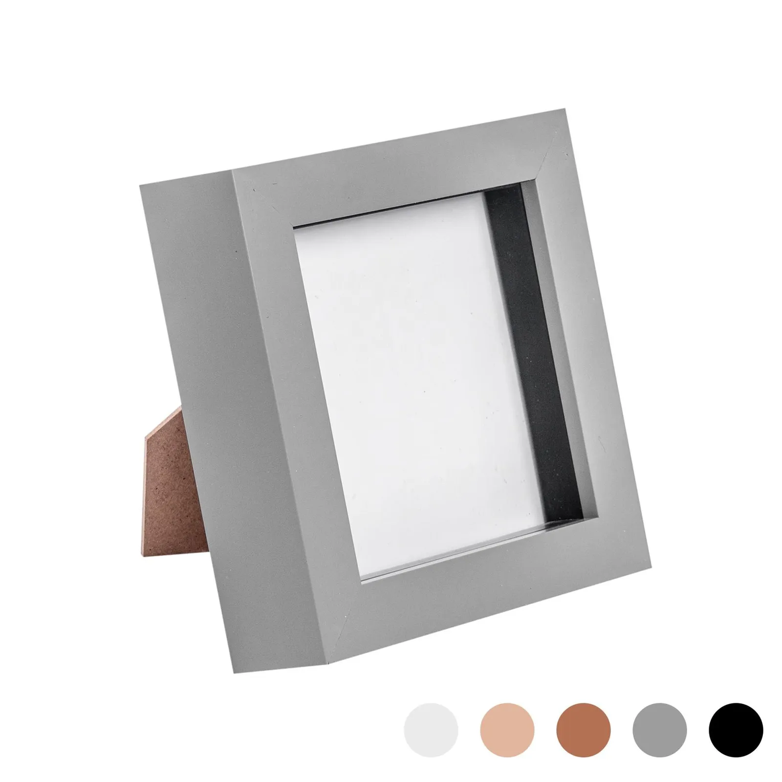 Nicola Spring 3D Box Photo Frame - 4 x 4" - Pack of 1 in Grey