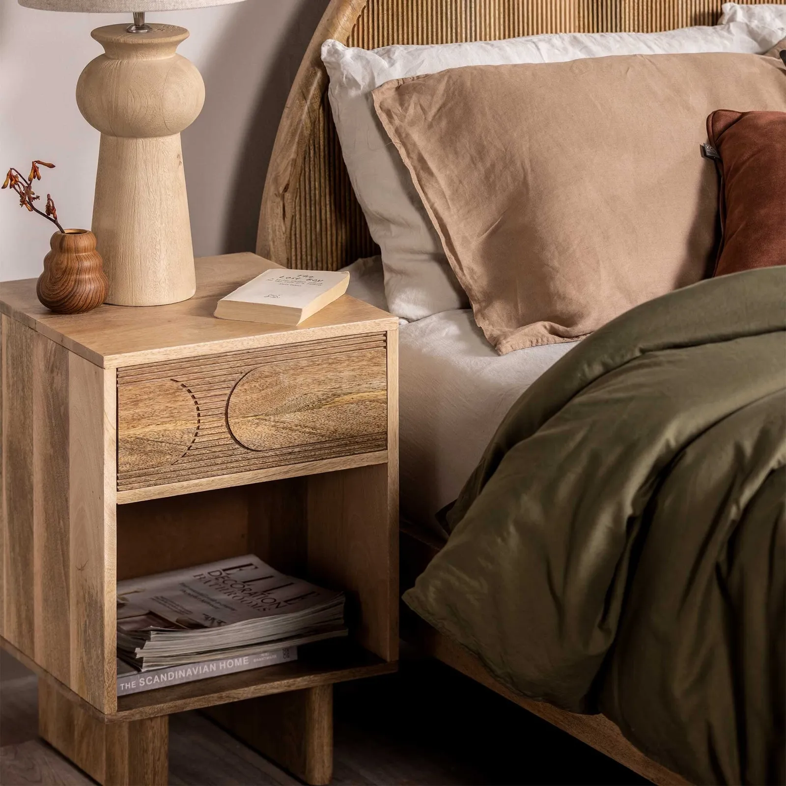 Zuberi Bedside Table 40X40X62Cm, Neutral Wood | Barker & Stonehouse 6