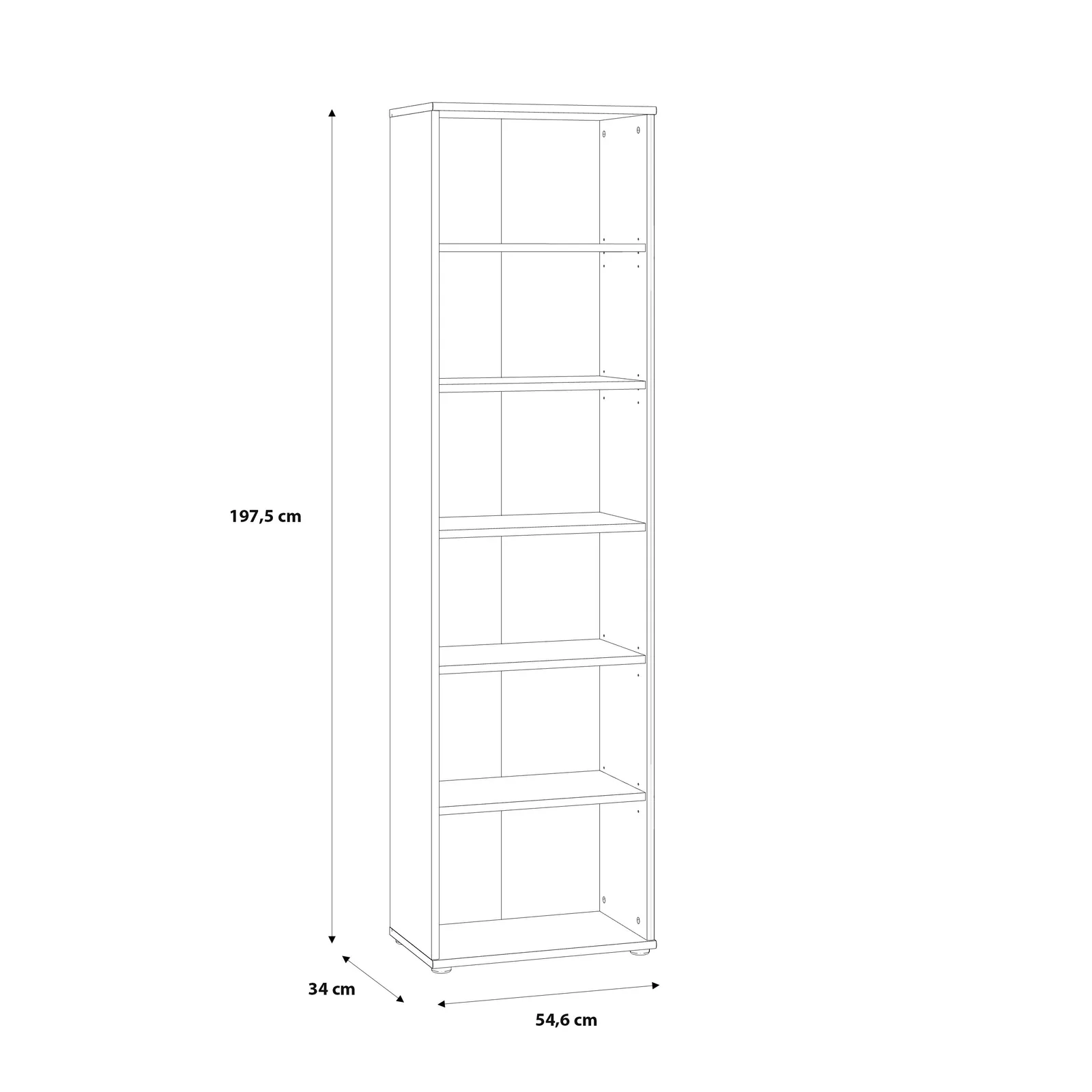 Furniture To Go Essential Narrow 5 Shelf Bookcase in Vintage Oak in Dark Brown 6