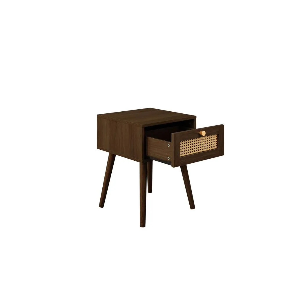 Birlea Bedside 1 Drawer Cabinet Walnut Rattan Croxley Side Table 6