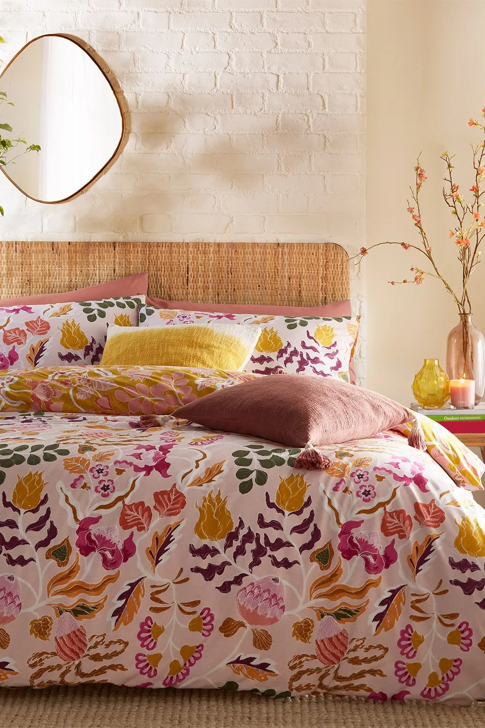 Furn Protea Abstract Floral Reversible Duvet Cover Set in Pink