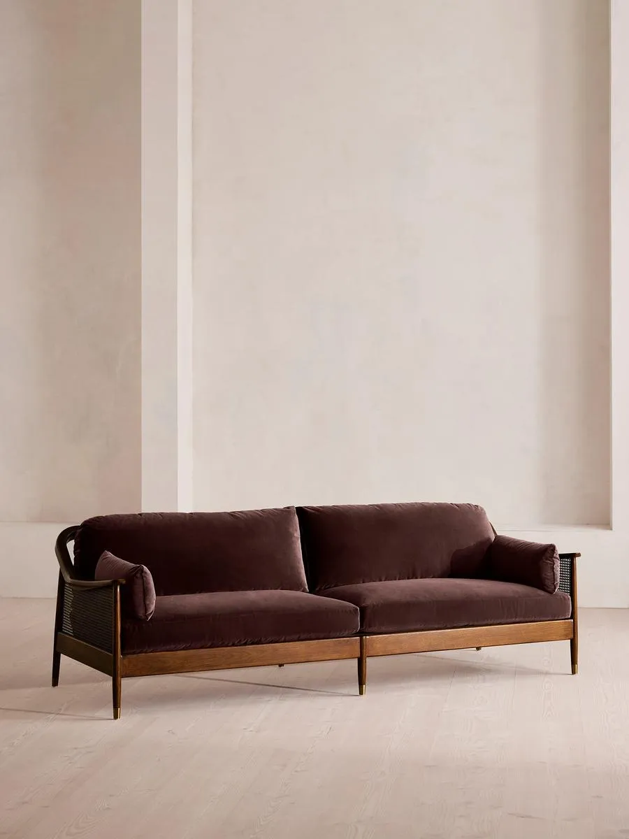 Atlanta Four Seater Sofa, Velvet, Aubergine