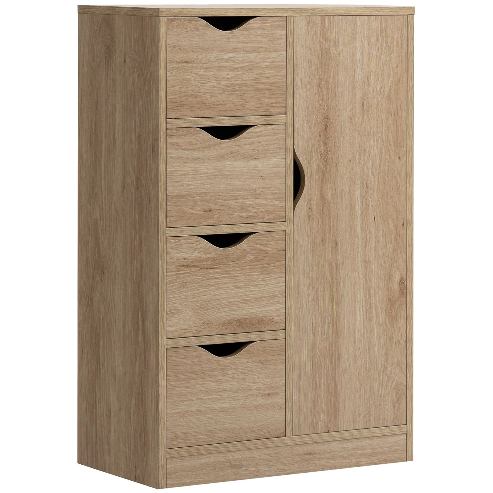 HOMCOM Bathroom Floor Cabinet Freestanding Storage Unit with 4 Drawers for Living Room in Light Brown 2