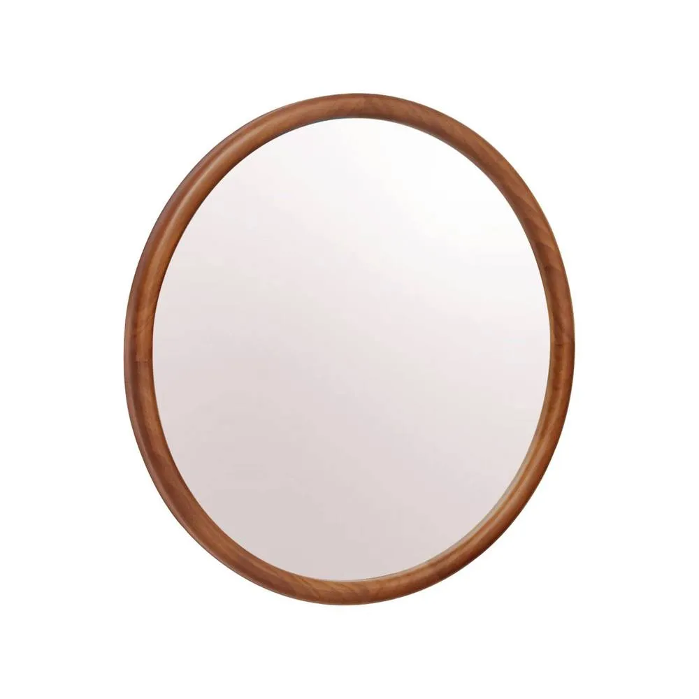 sweeek 60cm round pine wooden mirror in Dark Brown 5