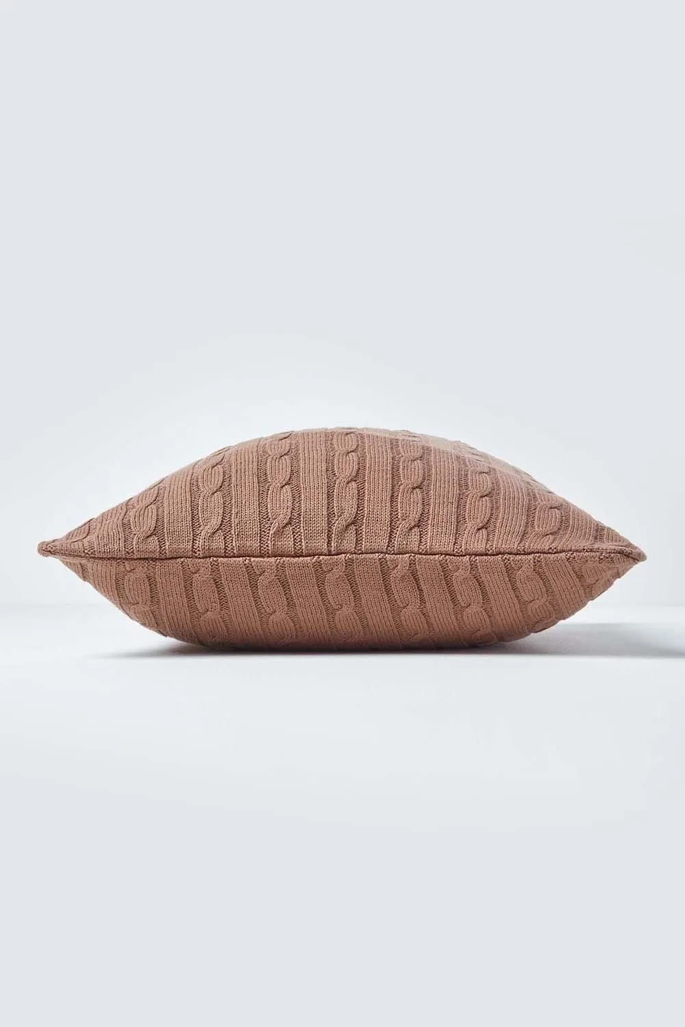 Homescapes Cotton Cable Knit Cushion Cover, 45 x 45 cm in Chocolate 2