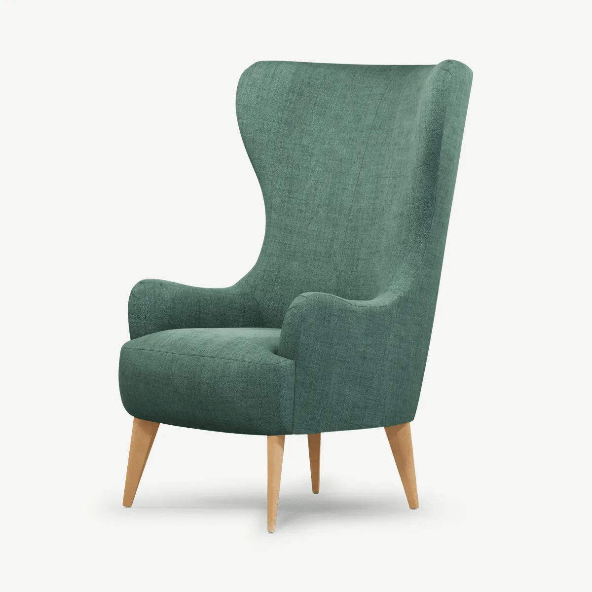 Bodil Accent Armchair, Duck Egg Blue Fabric with Light Wood Legs