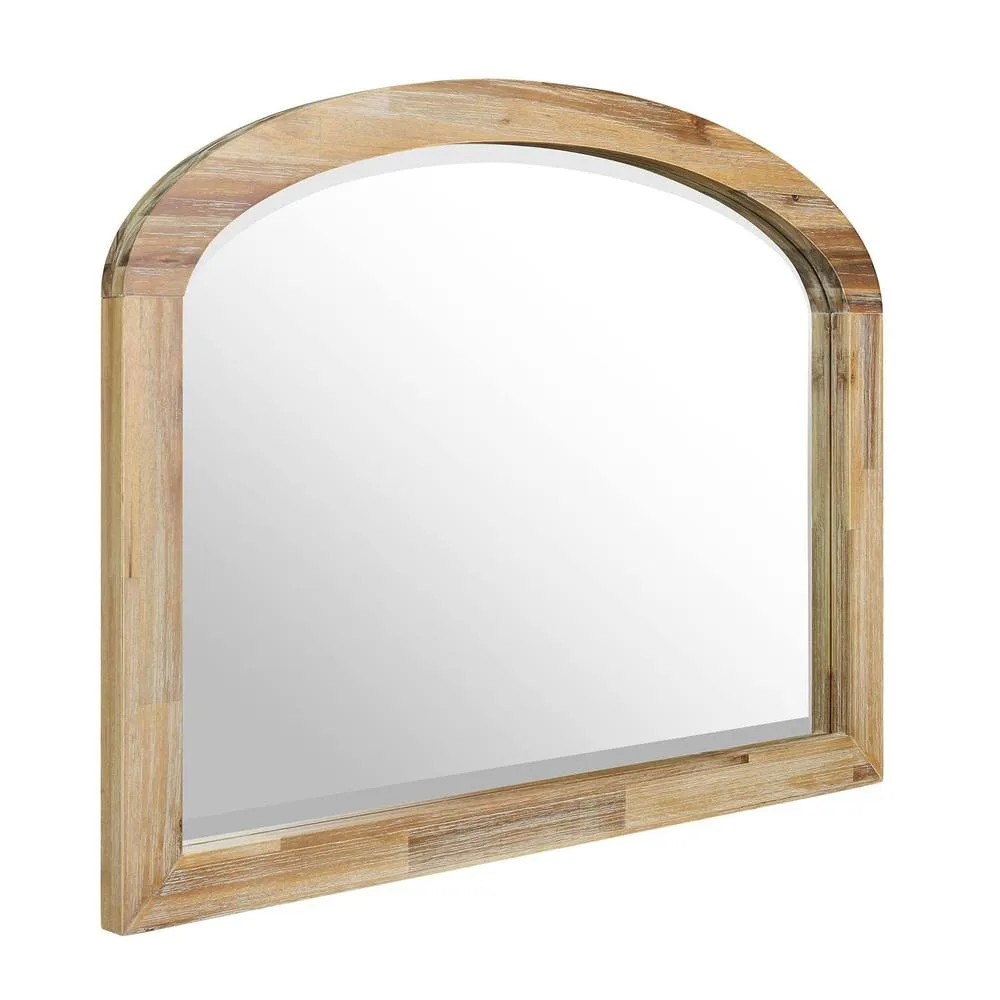 Statement Furniture Florence Overmantle Arched Wall Mirror with Wooden Frame 100x75cm in Brown 2