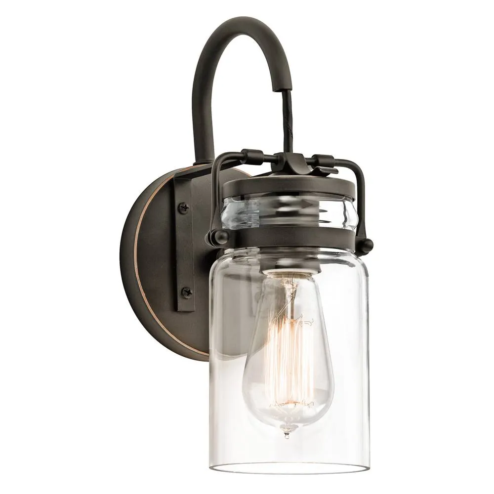 Netlighting Brinley 1 Light Wall Light Olde Bronze E27 in Brown