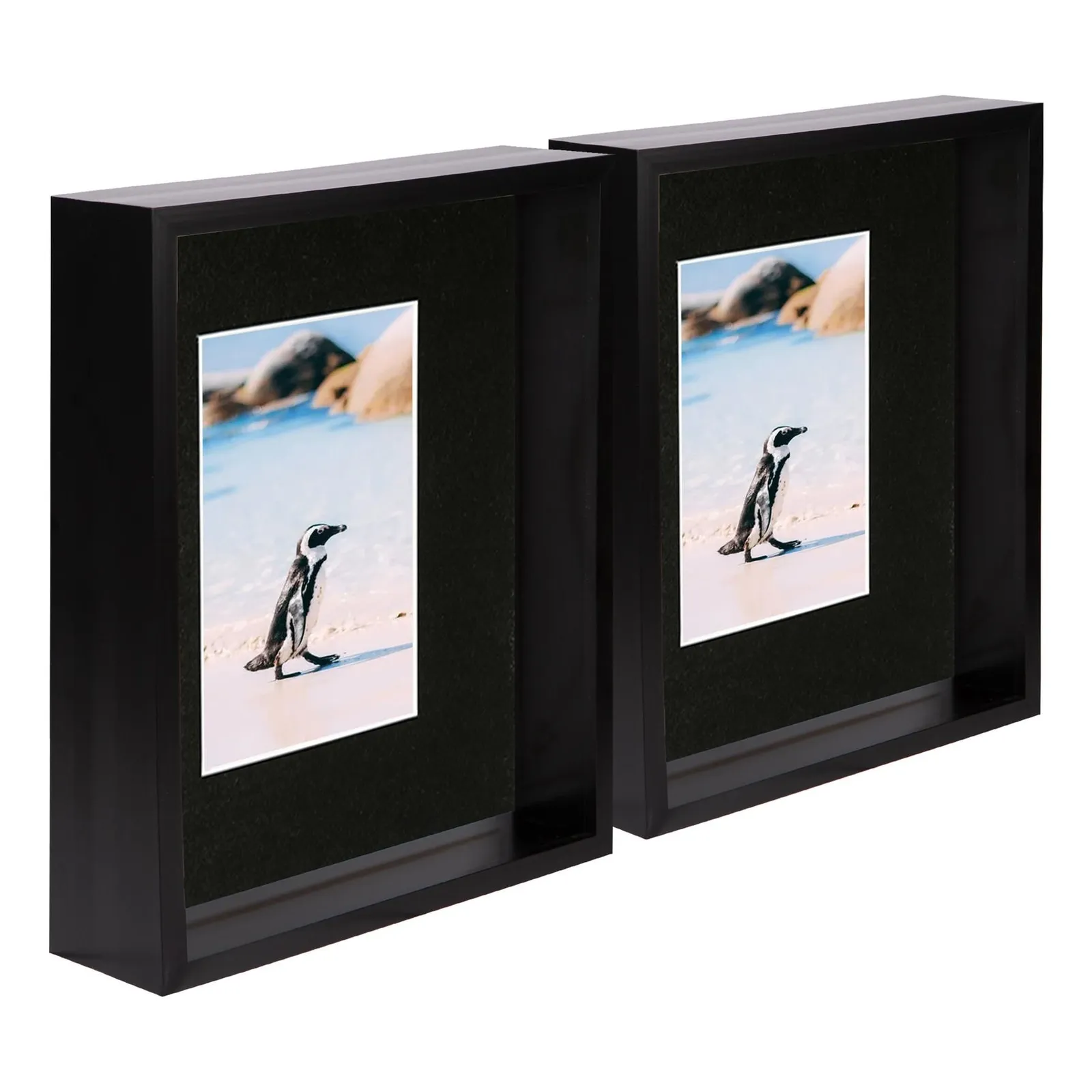 Nicola Spring 8" x 10" 3D Deep Box Photo Frames - 4" x 6" Mount - Black - Pack of 5 1
