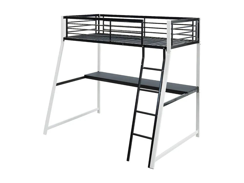 Vente-unique High Sleeper Bed 90 X 190 Cm - Integrated Desk - Black & White 5