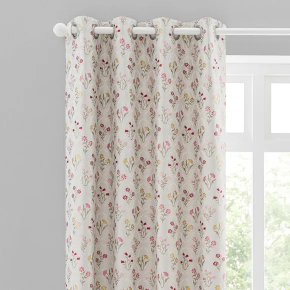 Fleur Floral Jacquard Eyelet Curtains 1