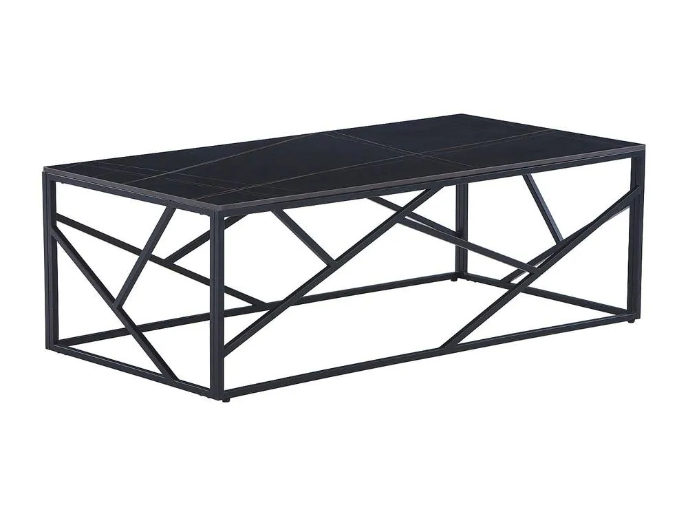 Vente-unique Ceramic & Metal Coffee Table - Black Marble Effect - MELRONE 6
