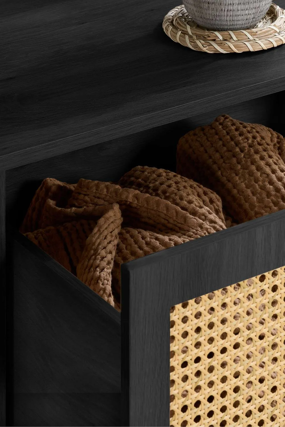 Birlea Croxley Coffee Table Black Rattan with Storage 5