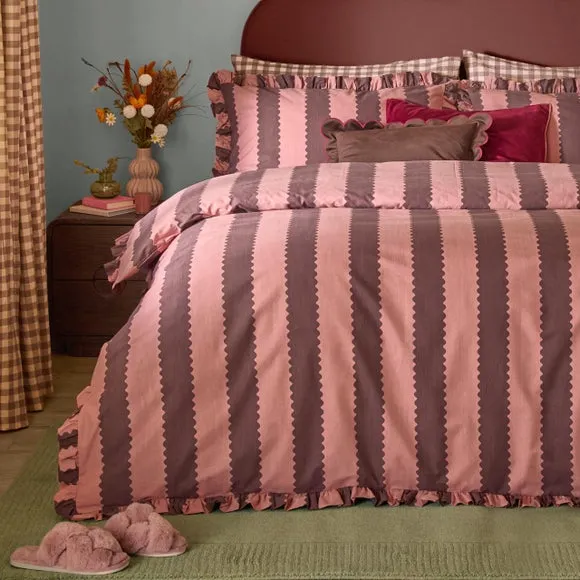 Furn. Birdie Stripe Polycotton Duvet Cover & Pillowcase Set 3
