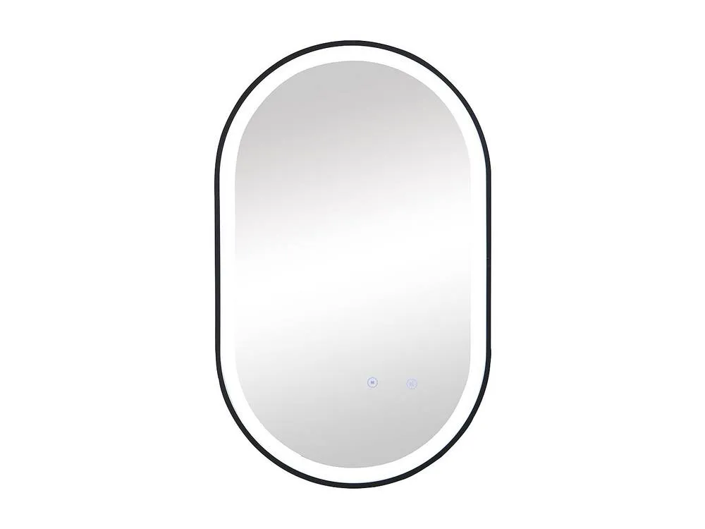 Vente-unique Oval Anti-Fog Illuminated Bathroom Mirror With Black Surround - 60 X 2