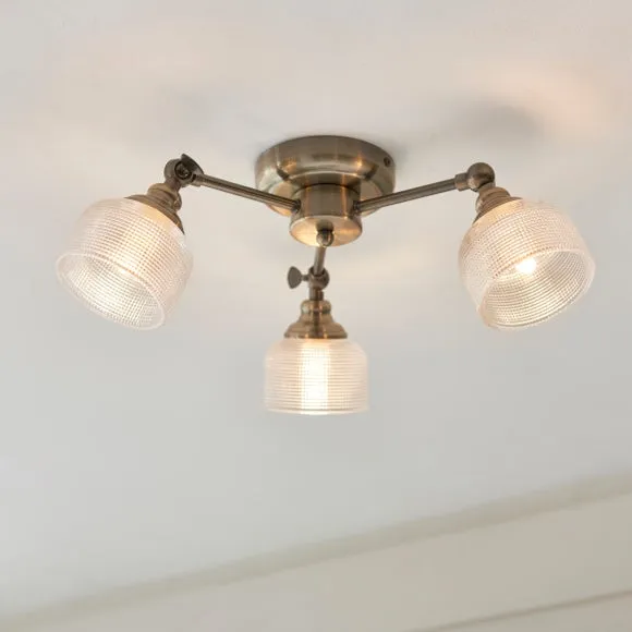 Amesbury Industrial 3 Light Semi Flush Ceiling Light
