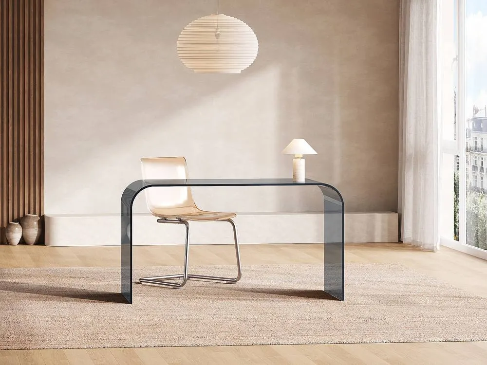Vente-unique Desk - Tempered Glass - Anthracite - KARDEMO in Dark Grey