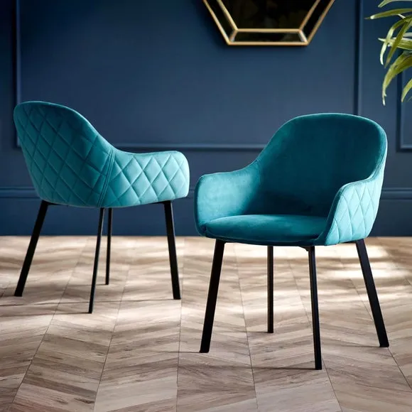 Lima Set Of 2 Dining Chairs, Velvet
