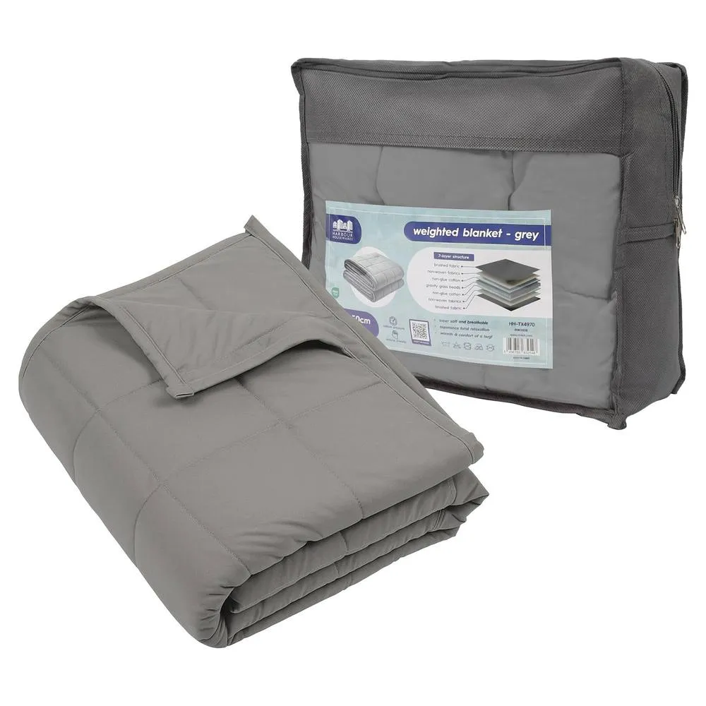Harbour Housewares Weighted Blanket with Storage Bag - 125 x 150cm - 4kg in Grey