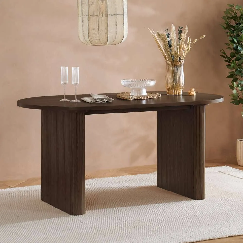 Birlea Axel Oval Fluted Dining Table in Brown