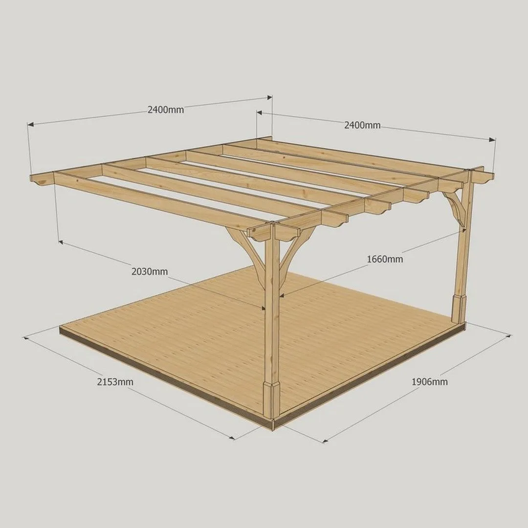 Rutland County Garden Furniture Ltd Premium Wall Mounted Pergola & Decking Kit, L240 x W240 cm, Green 3
