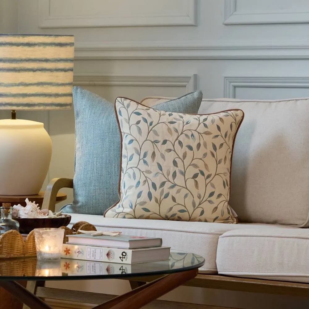 Voyage Maison Cervino Piped Jacquard Cushion in Cream 6
