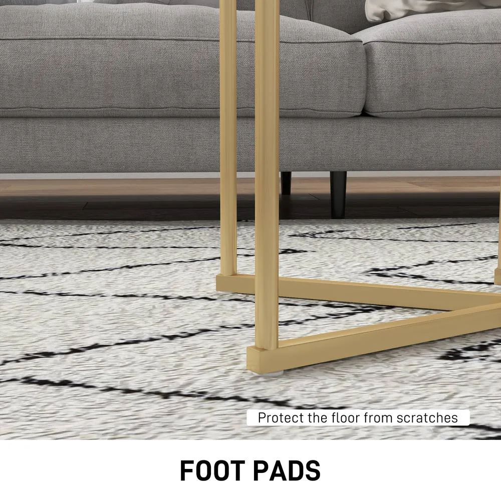 HOMCOM Nesting Coffee Table Set of 2 with Metal Frame, Gold Tone 6