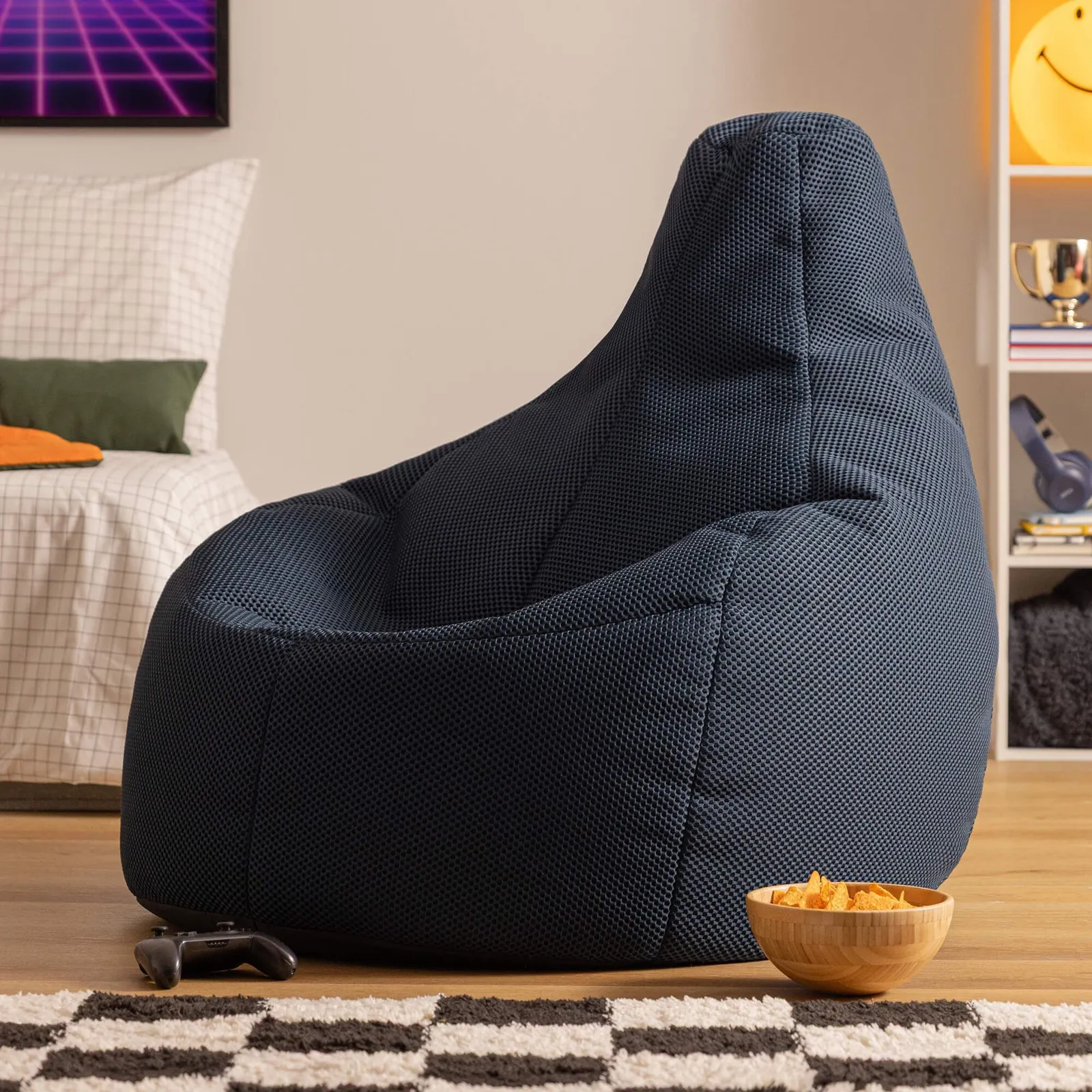 icon Gaming Performance Mesh XL Recliner Bean Bag in Navy