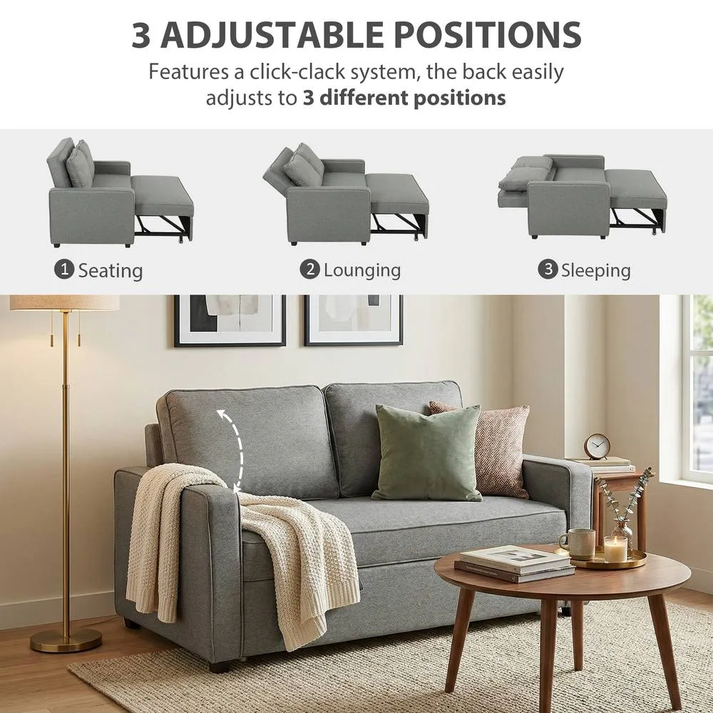 HOMCOM 2 Seater Sofa Bed Click Clack Pull Out Sofa Bed for Living Room Grey 5
