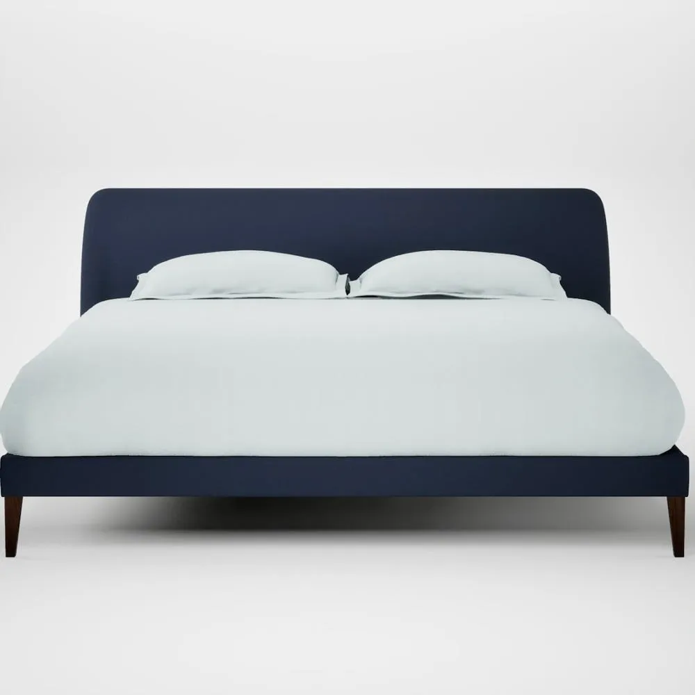 Heal's Wallis Bed Super King Smart Cotton Linen Indigo Walnut Stained Feet