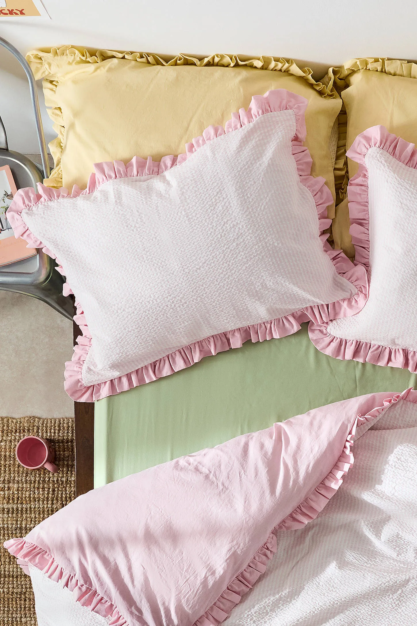 Pink Stripe Seersucker Duvet Set - Pink 4
