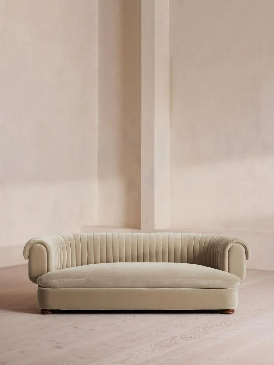 Rava Three Seater Sofa, Velvet, Oyster