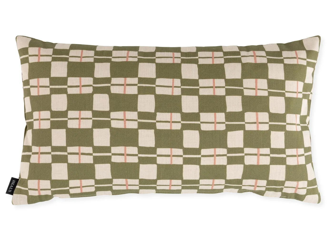 Heal's Edith Check Cushion Olive 32 x 55cm