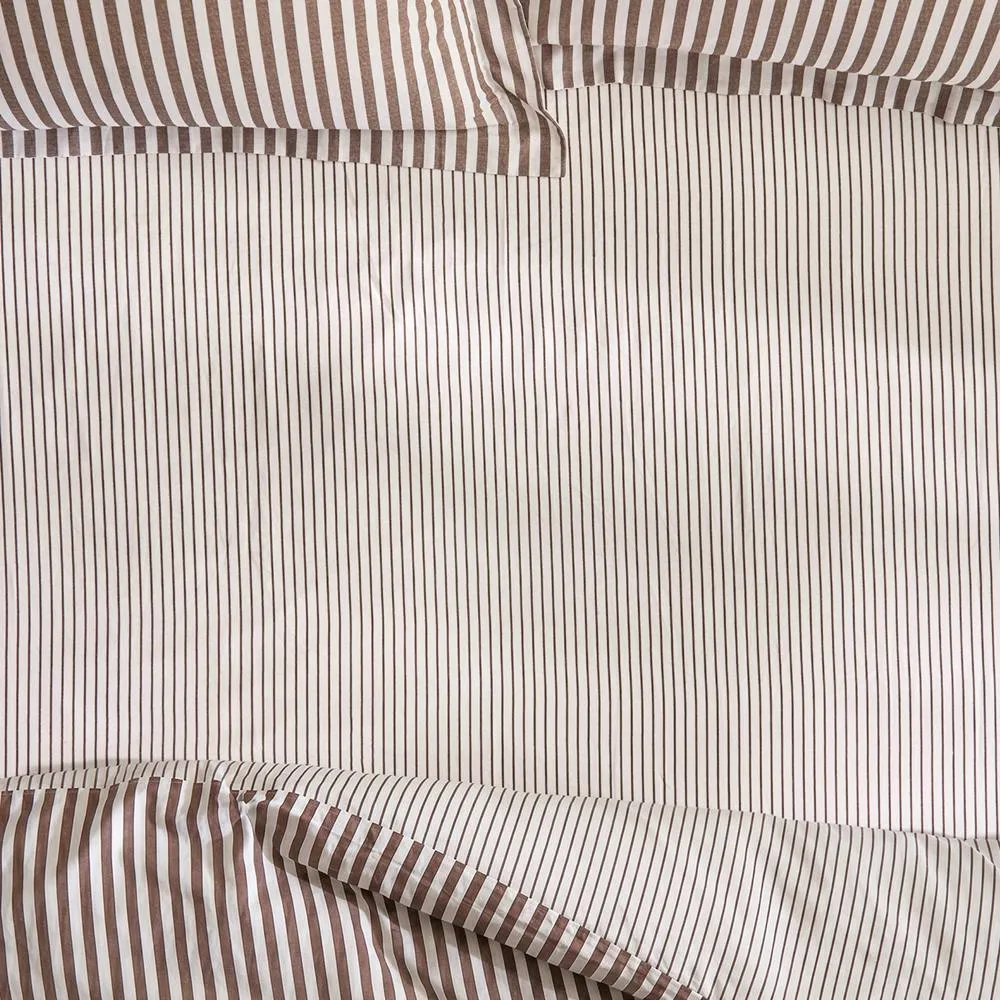 Yard Hebden Narrow Stripe 100% Cotton Fitted Sheet in Chocolate 2