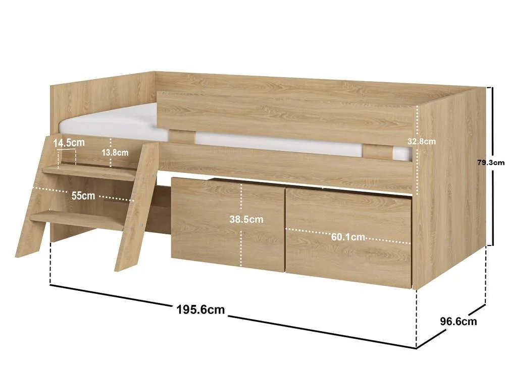 Flair Logan Single Storage Low Sleeper Bed in Brown 5