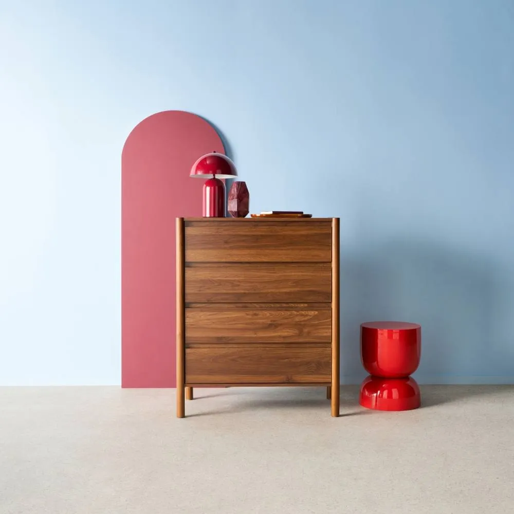 sweeek Wood effect chest of 4 drawers in Dark Brown
